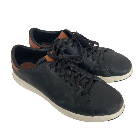 Cole Haan Grandpro Black Leather Sneakers Sz 8 - Picture 1 of 9